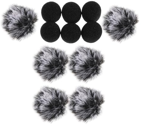 12pcs Lavalier Microphone Windscreen Set for Mini Wireless Mics | Black Sponge and Plush Covers, 6 Fur Plus 6 Foam Pieces, Quick Swap Convenience for Interviews and Meetings