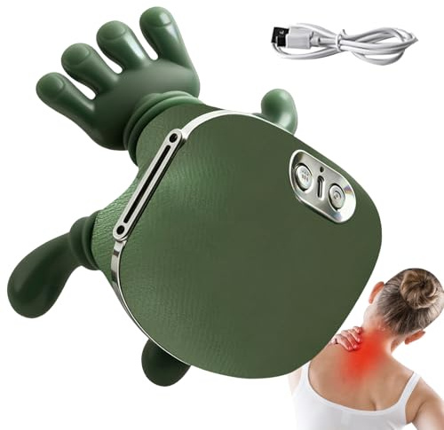 Main Masseur Dos Et Cervicales, 15x11x6,5cm Massage Cervicales Et Cou Avec Fonction Chauffante, Appareil Massage Nuque En Forme De Main, Trois Niveaux, Deux Niveaux De Température