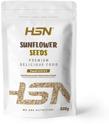HSN Pipas de Girasol Peladas Sin Sal 500g | Semillas Crudas Alto Oleico (38,6% Ácido Oleico) | Ricas en Proteína y Fibra | Snack Natural para Ensaladas, Panes y Repostería | 100% Vegano Sin Gluten