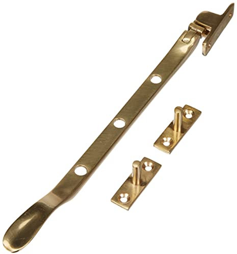 Merriway BH01591 Ferma-Battente per Finestre in Stile Vittoriano, Ottone Lucido, Bianco, 200 mm