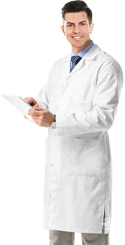 AIESI® Camice medico e da laboratorio per uomo (52 bianco) in cotone 100% sanforizzato