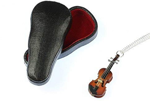 Miniblings de Violon en Bois Collier - Main Bijoux à la Mode I Longueur pendante: 60 cm - Miniature + boîte à Musique