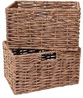 VIVANNO 2er Set Flechtkorb Regalkorb Schrankkorb Billy-Regal natur Kira - 20 x 36 x 25 cm