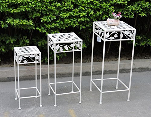 Way Home Store Set 3 alzatine portafiori in Ferro Bianco da Esterni