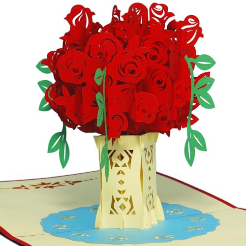 LINPOPUP®, POP - UP Karten Blumen, Rosen, N275 - LINArtDesign, Greeting Card, Geburtstag, Muttertag