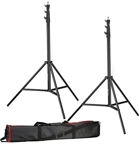 BRESSER 2X BR-TP280 Pro-1 Trépied (280 cm) + Sac | Bresser BR TP280 PRO 1 Lot de 2 Trépieds Éclairage 280 cm avec Sac