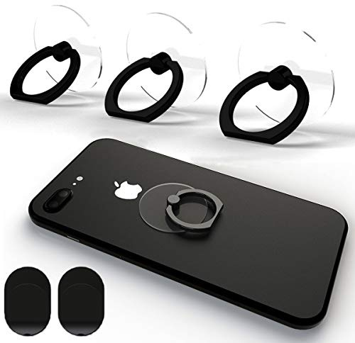 Transparent Phone Ring Holder Grip Tomorotec 360 Degree Free Rotation, Clear Cell Phone Finger Ring Kick-Stand Compatible with iPhone 14 13 12 X Plus, Galaxy S23 S22 Edge (Black)
