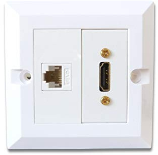 C4A Single HDMI And CAT6 Ethernet Wall Plate/Easy Connect Faceplate/White