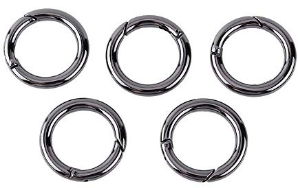 Keenso Schlüsselbund Karabinerhaken Set, 5 STK 27mm Karabiner Schnapphaken Zinklegierung Runde Federverschluss Schlüsselbund Schlüsselring Schnalle