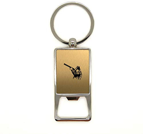 Porte clé en métal or brossé Chasseur 2 décapsuleur gravure laser