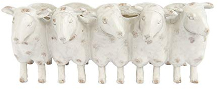 Creative Co-Op Farmhouse Sheep Trough Planter, Resin, Cream Antique Finish, 13L