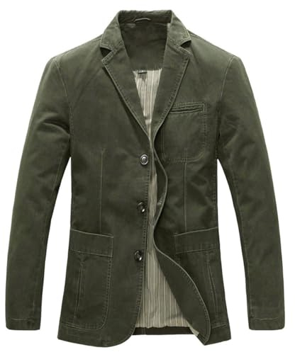 Allthemen Herrkavaj, sportig smal passform, sportjacka, fritidskavaj, svart jacka, använd look, Mörkgrön (3 knappar), L