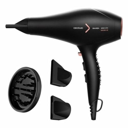 Cecotec Secador de Pelo Iónico Bamba IoniCare 5350 PowerShine Fire. 2600 W, Motor AC, Ajuste de temperatura y velocidad, Boquilla de precisión y Difusor maxivolumen