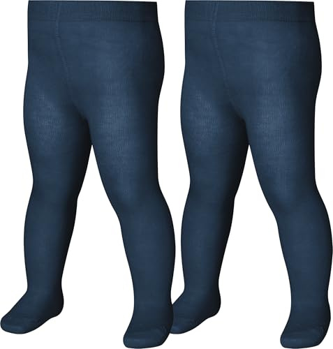 Playshoes Unisex barnstrumpbyxor, marine dubbelpack, 110-116