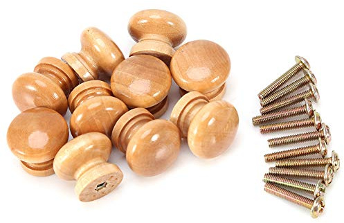 Wifehelper Drawer Handle, Wood Drawer Knobs Wood Door Knobs 10Pcs Natural Wooden Furniture Pull Handle Kitchen Cabinet Drawer Cupboard Door Knob(33MM)