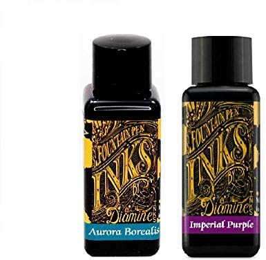 Diamine reservoarpenna bläck 30 ml - Aurora Borealis & Imperial Purple - 2-pack