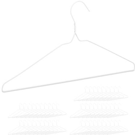 Relaxdays Pack de 150 Perchas Alambre, para Camisetas y Pantalones, para Ropa Ligera, Metal, 40 cm Ancho, Blanco