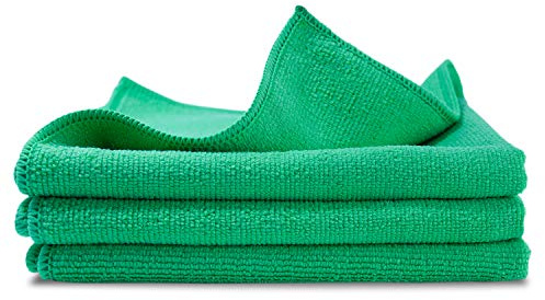 lunar. premium cleaning 3 Stück Microfasertücher KFZ Poliertücher Weich 40x40cm grün 300 GSM Reinigungstücher Präsentbox zur professionellen Autopflege Hausreinigung