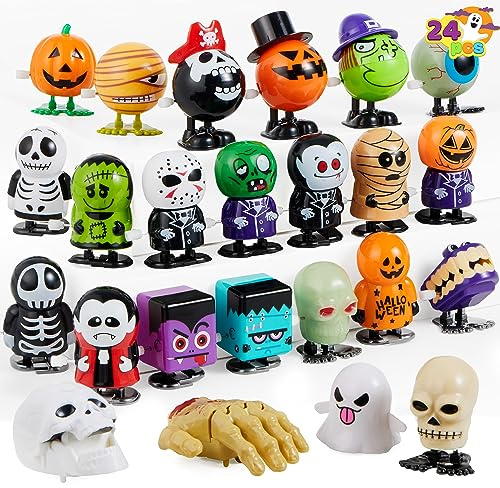 JOYIN 24 PCS Halloween Wind Up Toys for Kids Gifts, Wind Up Toys Bulk for Halloween Party Favors Goodie Bag Fillers, Student School Classroom Favors, Carnival Game Prizes