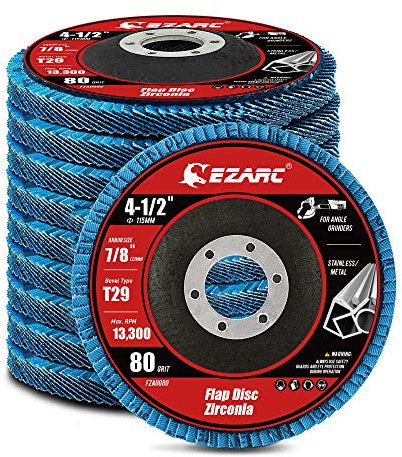 EZARC Fächerscheibe Ø 115mm x 22 mm, 10 Stück 80er Korn Profi-Schleifscheiben für Metall oder Holz für Winkelschleifer