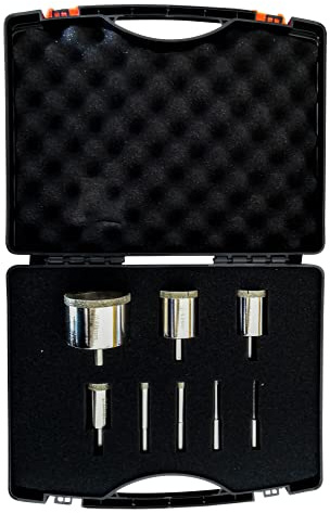 EDMA - Coffret de 8 Trépans Diamantés Perceuse Ø 6, 8, 10, 12, 28, 35, 43, 68 mm - Scie Cloche pour Carrelage - Forets Diamantées - 251955 - Outil de Travail pour Carreleur Professionnel