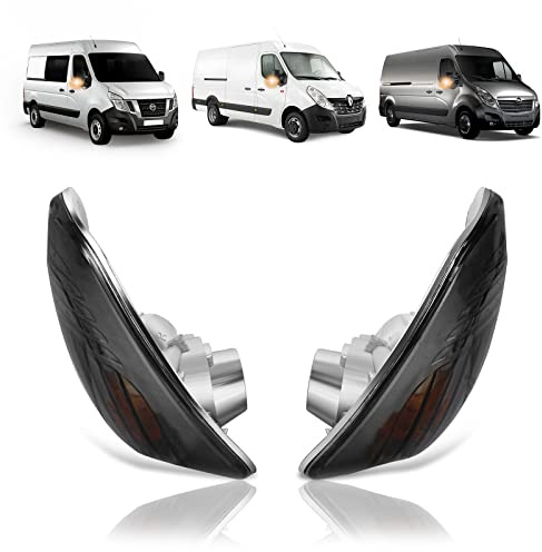 TangMiGe Blinker für Citroen RENAULT Master 3 III (EV/FV/HV/JV/UV) 02/2010-UP, NISSAN NV400 11/2011-UP, OPEL Movano B (X62) 05/2010-UP, 1 Paar Smoke, Seitenblinker Blinkleuchte, Orange eingebaut