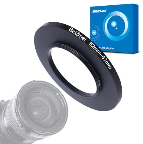 filter Adapter från 52 mm till 67 mm kompatibel med alla 52 mm objektiv med 67 mm UV, ND, CPL, filter, 52 mm lins till 67 mm kamerafilter (52–67 mm)