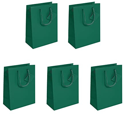 SIGEL Papier Geschenktüten opalgrün matt 23 x 17 cm 5er Set | GT501/5, Mittelgroßes Format für kleine Geschenke und Aufmerksamkeiten