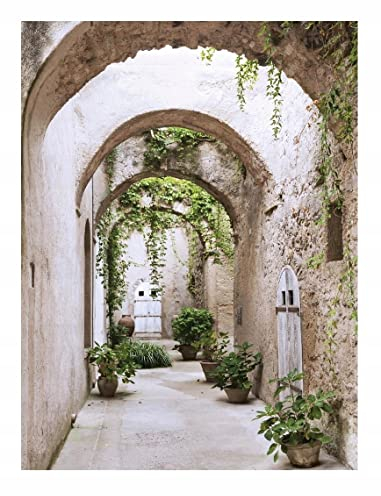 Fototapete Italienische Gasse 3D Effekt Italien Toskana 184x254 cm (BxH) - Inkl. Kleister - Küche Wohnzimmer Moderne Vertikal Wandtapete Vlies Tapete Montagefertig