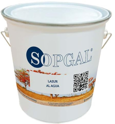 Tratamiento de Poro Abierto Madera (4L - Color: Nogal) - barniz ecológico en base agua que recupera el color natural, protege e impermeabiliza evitando el deterioro - Sopgal