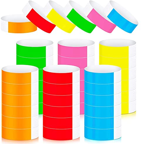 WANGCL 600 Stück mehrfarbige Papier-Armbänder für Veranstaltungen, verschiedene Neon-Armbänder, leichte Konzert-Armbänder, farbige wasserdichte Handbänder für Party