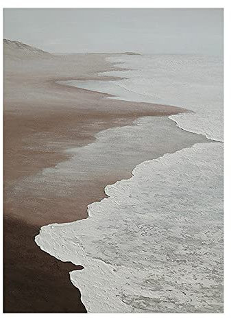 Ölbilder Auf Leinwand Handgemalt, Braun Gradient Textur Strand Wellen Landschaft Moderne Abstrakte Kunstwerk Rahmenlose Original Handgemalte Ölgemälde Auf Leinwand Wandkunst Für Wohnzimmer Schl