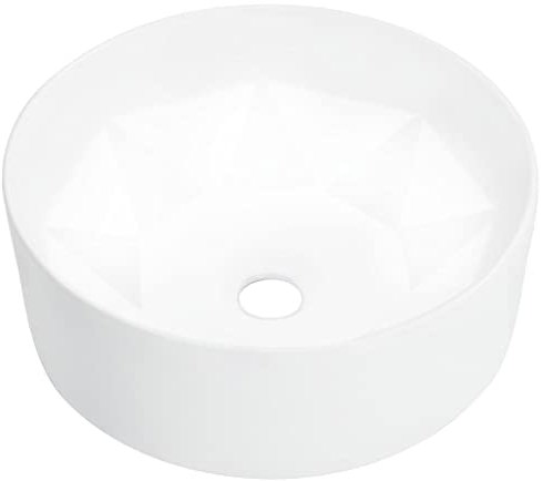 Waschbecken Rund 36 x 14 cm Keramik Waschtisch Waschplatz Handwaschbecken Aufsatzwaschbecken Waschschale Aufsatzwaschtisch, Weiß