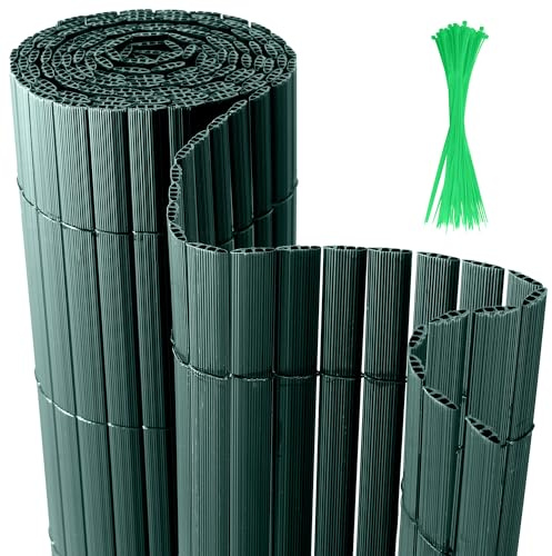 Yakimz Canisse en PVC, Brise-Vue, clôture en PVC, résistante aux UV, intimité pour Jardin, Balcon, Piscine, terrasse, avec Cravates (180 x 600 cm, Vert)