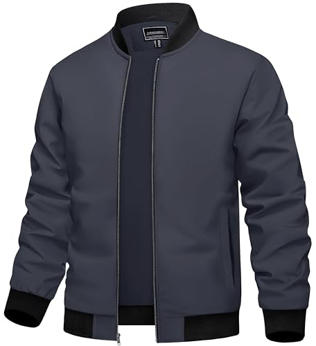 TACVASEN Bomberjacke Herren Übergangsjacke Blouson leicht Herbst College | Wasserabweisend,Winddicht,Fliegerjacke,Pilotenjacke Herren,Frühling,Dünne,Leicht,Sportjacke,Herbst,Polyster
