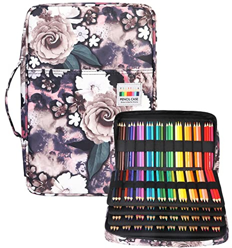 JAKAGO Pencil Case with Large Capacity for 304 Colouring Pencils, Waterproof Pen Bag, Stationery Organiser for Colouring Pens, Artists, Brushes, Fineliners, Highlighters, Gift for Art Students, Grey