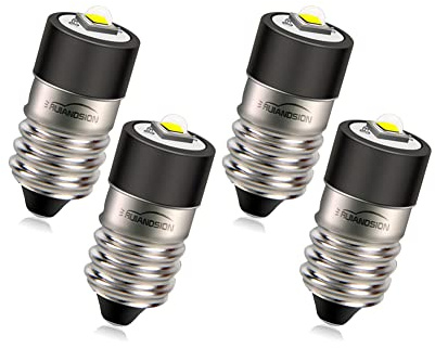 Ruiandsion 4pcs E10 LED Taschenlampe Birnen 1-9V Miniatur Schraube Indikator Glühbirnen Upgrade für Scheinwerfer Taschenlampen Fahrrad Arbeitsleuchten Mikroskop Lampe