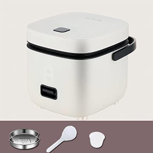 PanHuiWen Rice Cookers Small for 2 People, Small Rice Maker Mini Cooker Korean Micro Rice Cooker 1.2 Litre, Non-Stick Inner Pot with Steamer,White