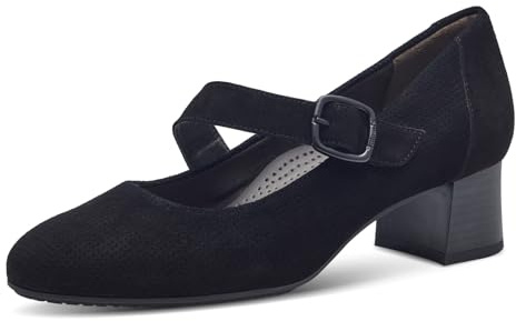 Tamaris Comfort décolleté da donna con cinturino in pelle Mary Jane, Nero (Nero), 38 EU
