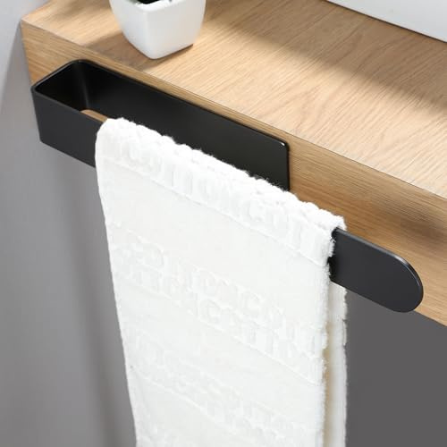 YIGII Porta Asciugamani Bagno Nero - Portasciugamani Autoadesivo Acciaio Inossidabile Anello Portasciugamani da Parete, 30 CM Porta Salviette Adesivo Senza Foratura per Bagno Bidet e Cucina