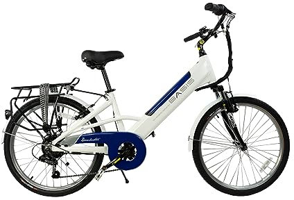Basis Dorchester Step Through Integrated Electric City Bike, 24 Wheel - White/Blue (14ah)