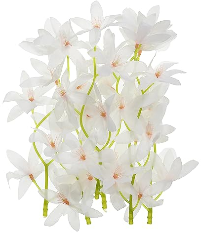 PATIKIL 7 Inch Artificial Orchid Flower, 24 Pcs Floating Candles Simulation Flower Cylinder Vase Fillers for Home Wedding Decoration, White