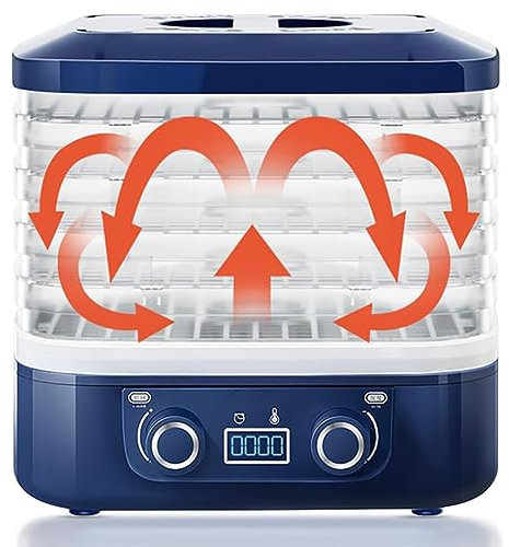 Electric 5 Trays Food Dehydrator Fruit Dryer, Mini Pet Snack Dryer, 35-70°C Dehydrator for Food and Jerky, Fruits, Herbs, Veggies, Snacks Air Dryer for Home Use Food blue