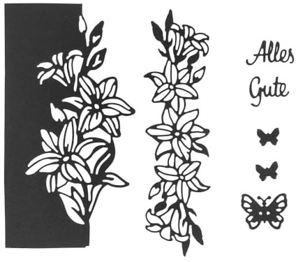 Stencil per punzonatura, bordo decorativo e bordo con gigli, 7 pezzi