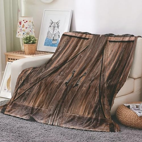 EHOMERY Manta Quilt Colcha Multiusos para Sofas Mantas Finas para Sofa Verano Cobijas De Verano Cama Puerta De Madera Paisaje Manta De Acogida Suaves Y Cómodas Marrón 200x150cm