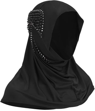 Damen Muslimische Kopftuch, Hijab Für Damen, Chiffon Weich Hijab Perlen Islamisch Dubai Kopftuch Gesichtsschleier Lang Turban Leicht Haartuch UV Schutz Kopfkappe Halstuch Volle Abdeckung Headwear