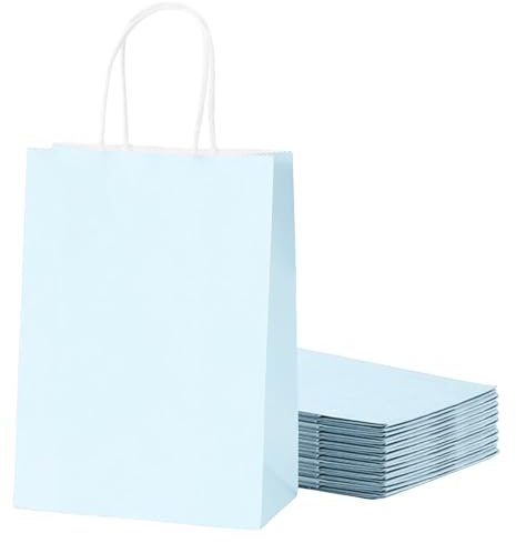 30 Stück Papiertüten Klein mit Henkel,Blau Geschenktüten Kindergeburtstag Klein,Kraftpapierbeutel mit Griffen Verpackung Geschenke für Einkaufen,Hochzeiten,Partys,Geburtstag,Weihnachten
