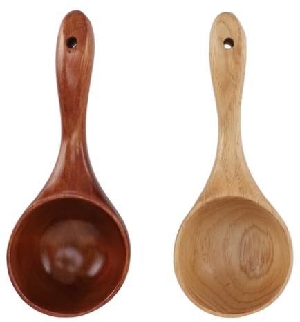 Lybunair 2 Pezzi Mestoli da Zuppa in Legno Cucchiai da Portata in Legno Massello Set di Utensili da Cucina con Manico Lungo per la Cucina Domestica