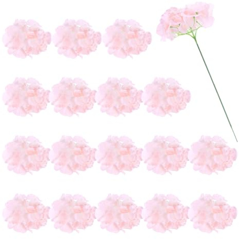 sourcing map 30 fiori artificiali di ortensia, ortensie finte, in seta, con steli sintetici, per decorazione domestica, ufficio, bouquet di nozze, hotel, centrotavola, feste, rosa chiaro