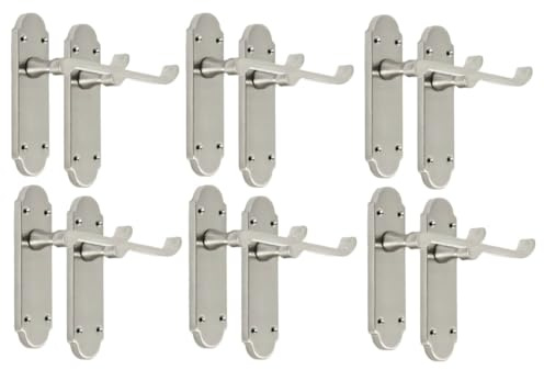 Epsom Door Handle - Satin Nickel Internal Door Handles - Door Handles Internal Sets, Satin Nickel Door Handle Set for Internal Doors, Door Handle in Satin, 170mm x 42mm .Sets 6